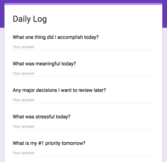 daily log google form